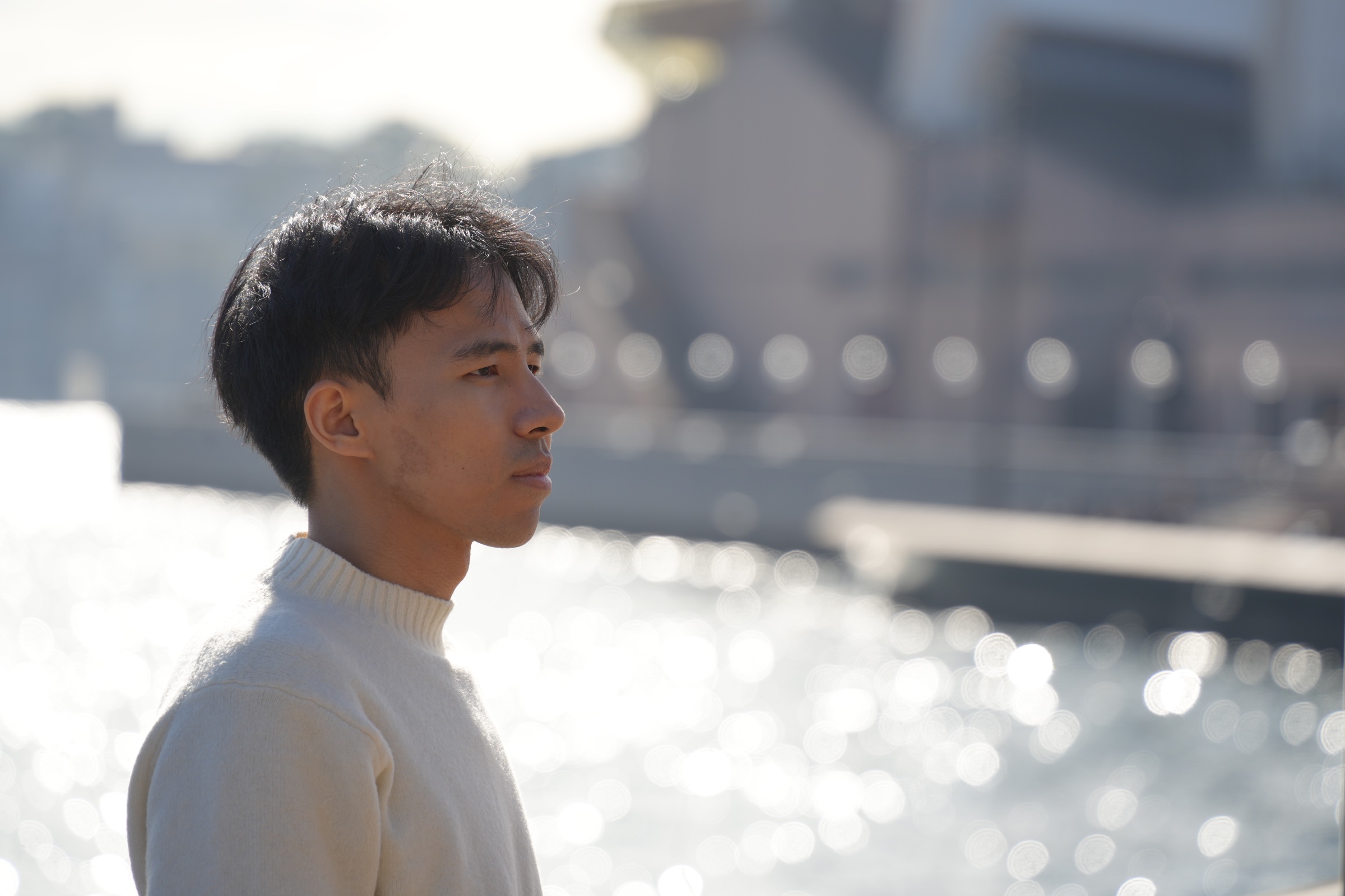 Portrait of Pei Zhou by the waterfront